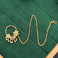 Js Fashion  Floral Antique Bridal Nath with Pearl Drop Chain
