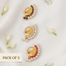 Js Fashion  PACK OF 3 Fancy High Gold Maharashtrian Nath for Women