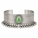 Etnico Traditional Navratri Ethnic Silver Oxidised Plated Adjustable Ghungroo Cuff Kada Bracelet for Women