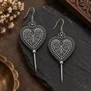 Etnico Navratri Traditional Oxidised Silver Plated Bugadi Ear Cuff Earrings for Women & Girls