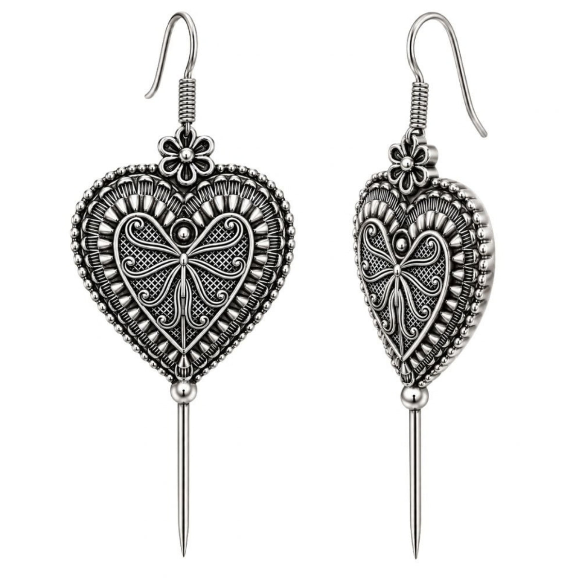 Etnico Navratri Traditional Oxidised Silver Plated Bugadi Ear Cuff Earrings for Women & Girls