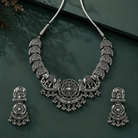 Etnico Traditional Navratri Oxidised Silver Plated Multicolour Choker Necklace with Earrings and Maang Tikka Jewellery Set for Women (OXJ011)