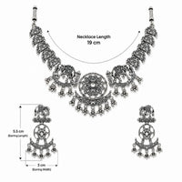 Etnico Traditional Navratri Oxidised Silver Plated Multicolour Choker Necklace with Earrings and Maang Tikka Jewellery Set for Women (OXJ011)