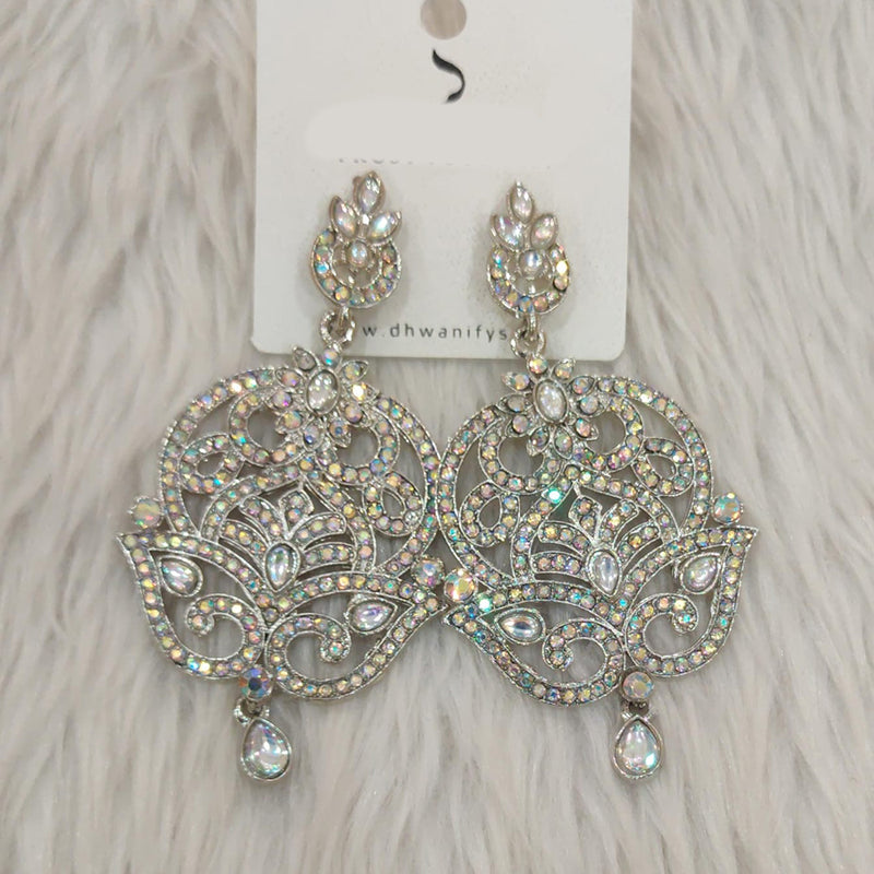 Dhwani Silver Plated Austrian Stone Dangler Earrings