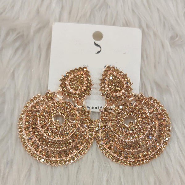 Dhwani Rose Gold Plated Austrian Stone Dangler Earrings