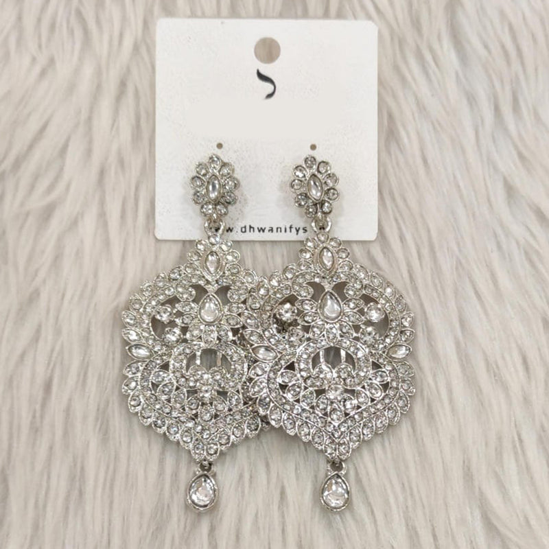 Dhwani Silver Plated Austrian Stone Dangler Earrings