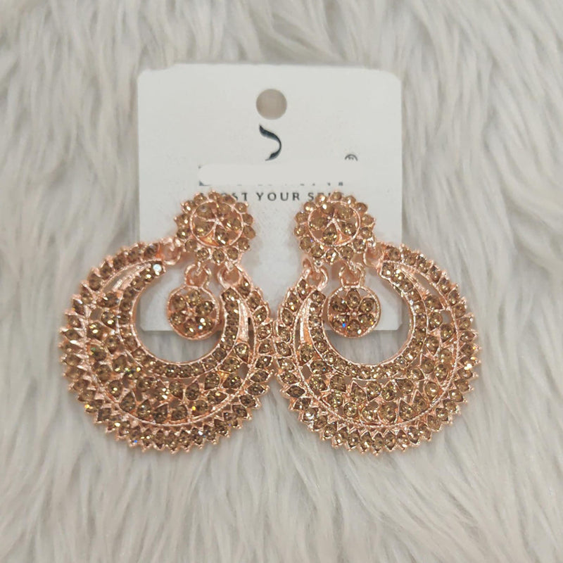 Dhwani Rose Gold Plated Austrian Stone Dangler Earrings