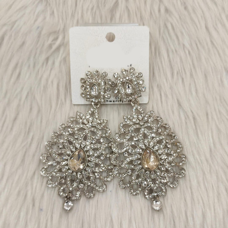 Dhwani Silver Plated Austrian Stone Dangler Earrings