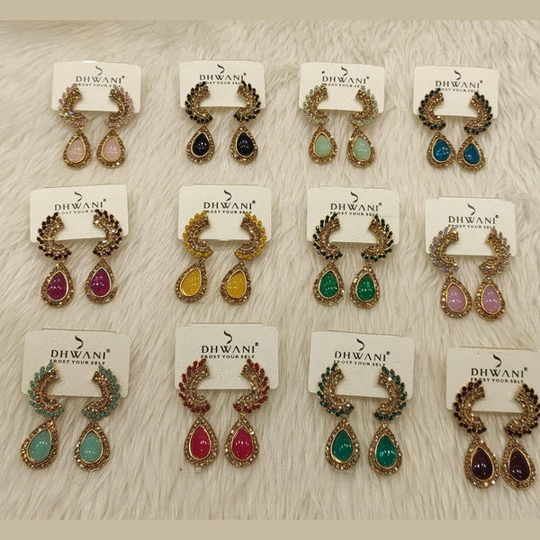 Dhwani Gold Plated Austrian Stone Dangler Earrings (Assorted Color)