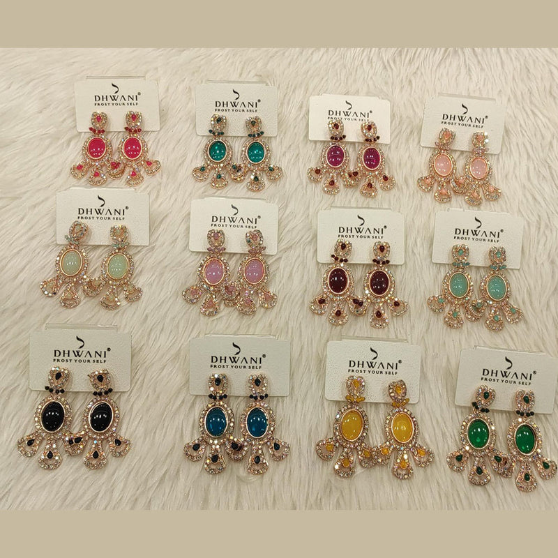 Dhwani Gold Plated Austrian Stone Dangler Earrings (Assorted Color)