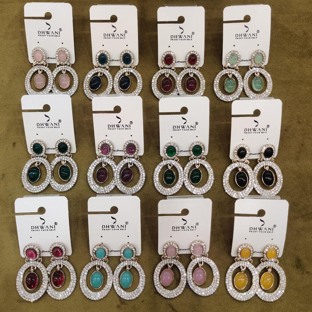 Dhwani Royal Kundan And Austrian Statement Pack of 12 Dangler Earrings