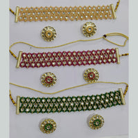 Midas Touch Kundan Choker Necklace Set with Elegant Bead Detailing