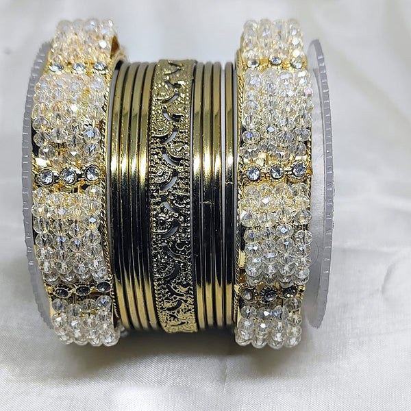 Shree Asha Bangles Gold Plated Austrian Stone And Beads Bangles Set