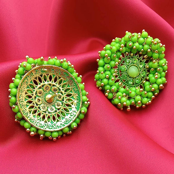 Subhag Alankar Parrot Green Guchha Tops, Elegant Floral Stud Earring For Girls & Women Alloy Stud Earring