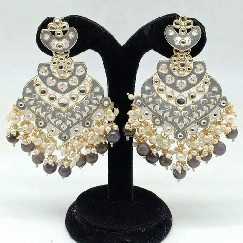 Darshana Jewels Kundan And Meenakari Dangler Earrings