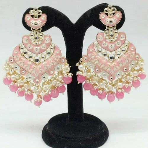 Darshana Jewels Kundan And Meenakari Dangler Earrings