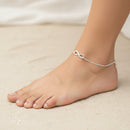 Mahi Silver-Tone Infinity Payal Anklet for Women | Minimal Chain Anklet with Lobster Clasp Adjustable Size (PL1100141R)