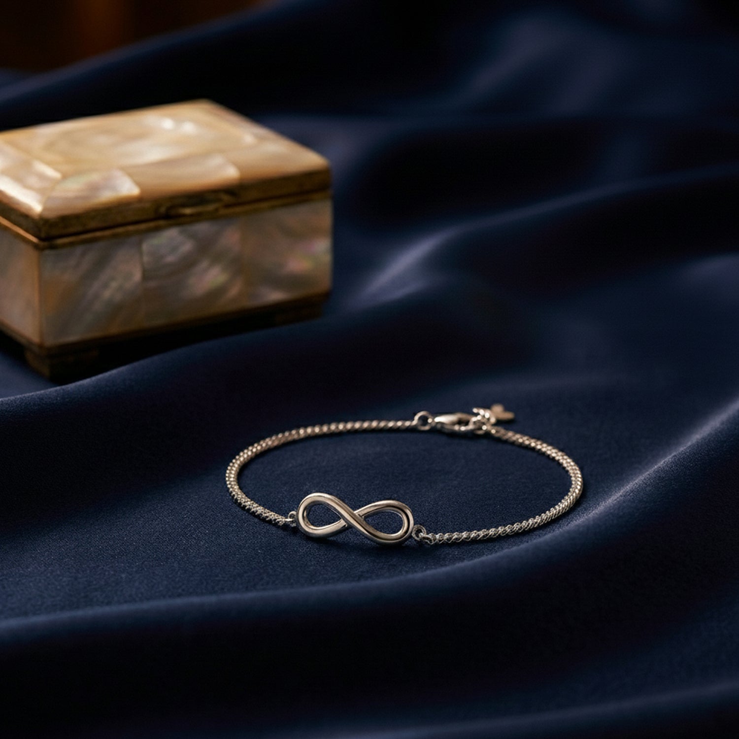 Mahi Silver-Tone Infinity Payal Anklet for Women | Minimal Chain Anklet with Lobster Clasp Adjustable Size (PL1100141R)