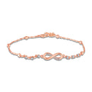 Mahi Rose Gold Plated Adjustable Chain Infinity Payal Anklet with White Shiny Crystals for Women & Girls (PL1100142ZWhi)