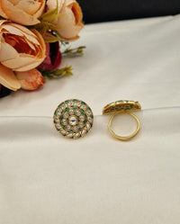 LAFZ  Gold-Plated Leaf-Motif Swirl Adjustable Ring - PMRG17