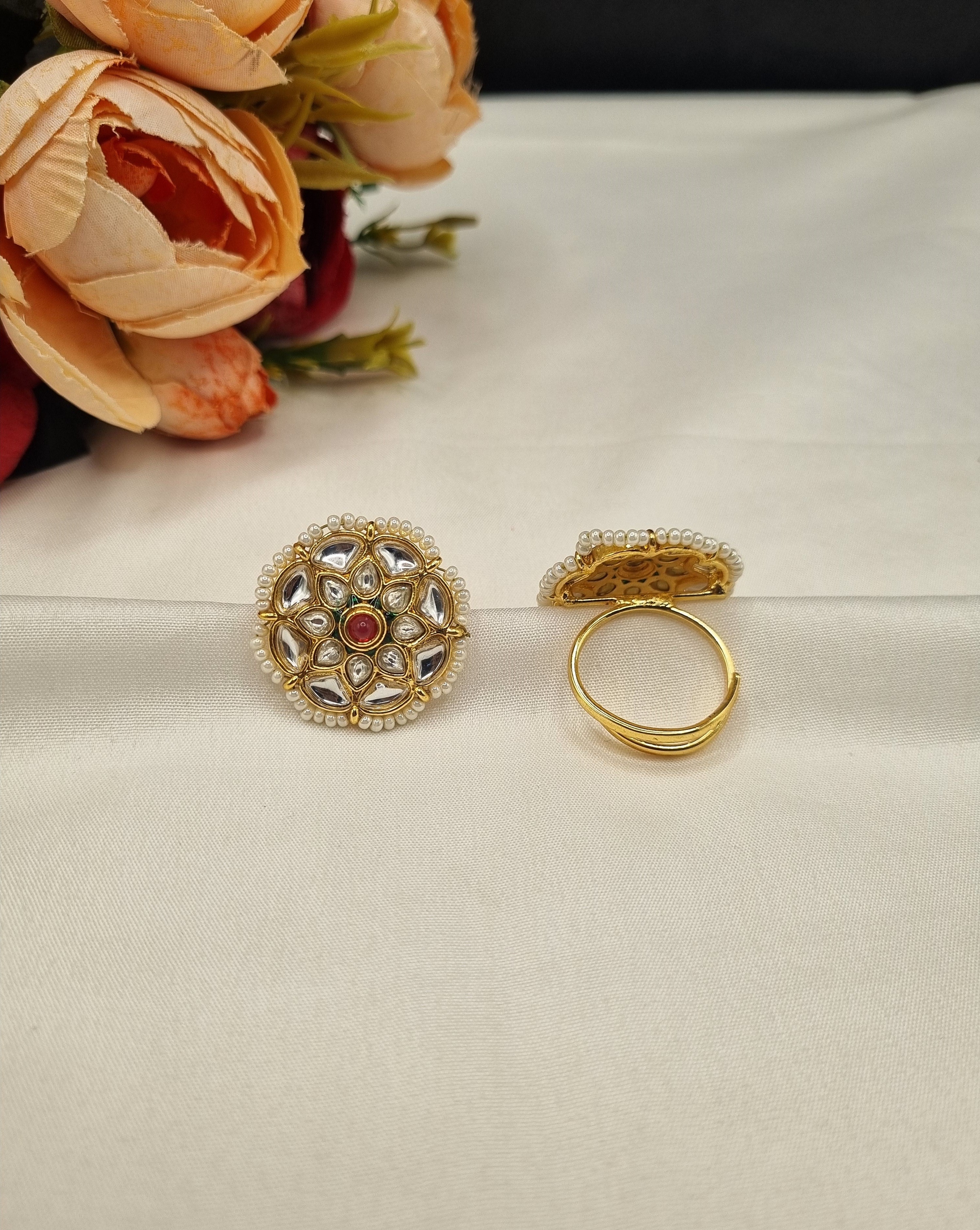 LAFZ  Floral Motif with Pearl Beading - PMRG18