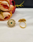 LAFZ  Traditional Round Statement Ring with Pearl Detail - PMRG4