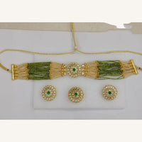 Midas Touch Glam Kundan Stone And Pearl Choker Necklace Set