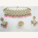 Midas Touch Glam Kundan Stone And Pearl Choker Necklace Set