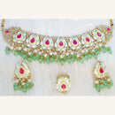 Midas Touch Glam Kundan Stone And Pearl Choker Necklace Set