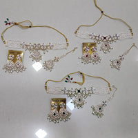 Midas Touch Glam Kundan Stone And Beaded Choker Necklace Set  (Assorted Designs)