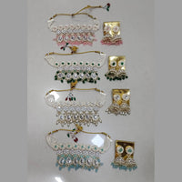 Midas Touch Glam Kundan Stone And Beaded Choker Necklace Set  (Assorted Designs)