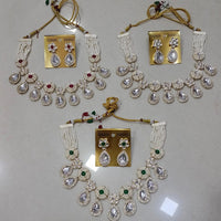 Midas Touch Glam Kundan Stone And Pearl Choker Necklace Set  (Assorted Designs)