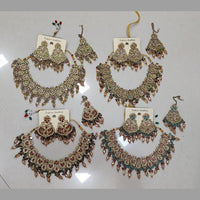Midas Touch Glam Kundan Stone And Beaded Choker Necklace Set  (Assorted Designs)