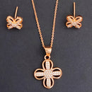 Js Fashion Stylish Rose Gold Finish Austrian Stone Chain Pendant Set