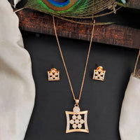 Js Fashion Stylish Rose Gold Finish Austrian Stone Chain Pendant Set