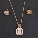 Js Fashion Stylish Rose Gold Finish Crystal Stone Chain Pendant Set