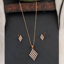 Js Fashion Stylish Rose Gold Finish Crystal Stone Chain Pendant Set