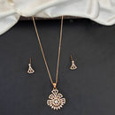 Js Fashion Stylish Rose Gold Finish Austrian Stone Chain Pendant Set