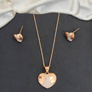 Js Fashion Stylish Rose Gold Finish Austrain Stone Chain Pendant Set