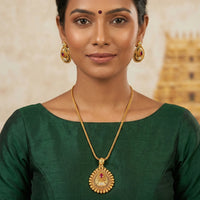 Js Fashion  Elegant High Gold Pendant Set with Matching Studs