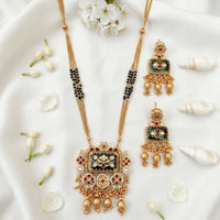 Js Fashion  Heritage Rajwadi Polish Full Stone Party Wear Pendant SetSet