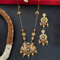 Js Fashion Premium Pota Stone And Pearl Necklace Set