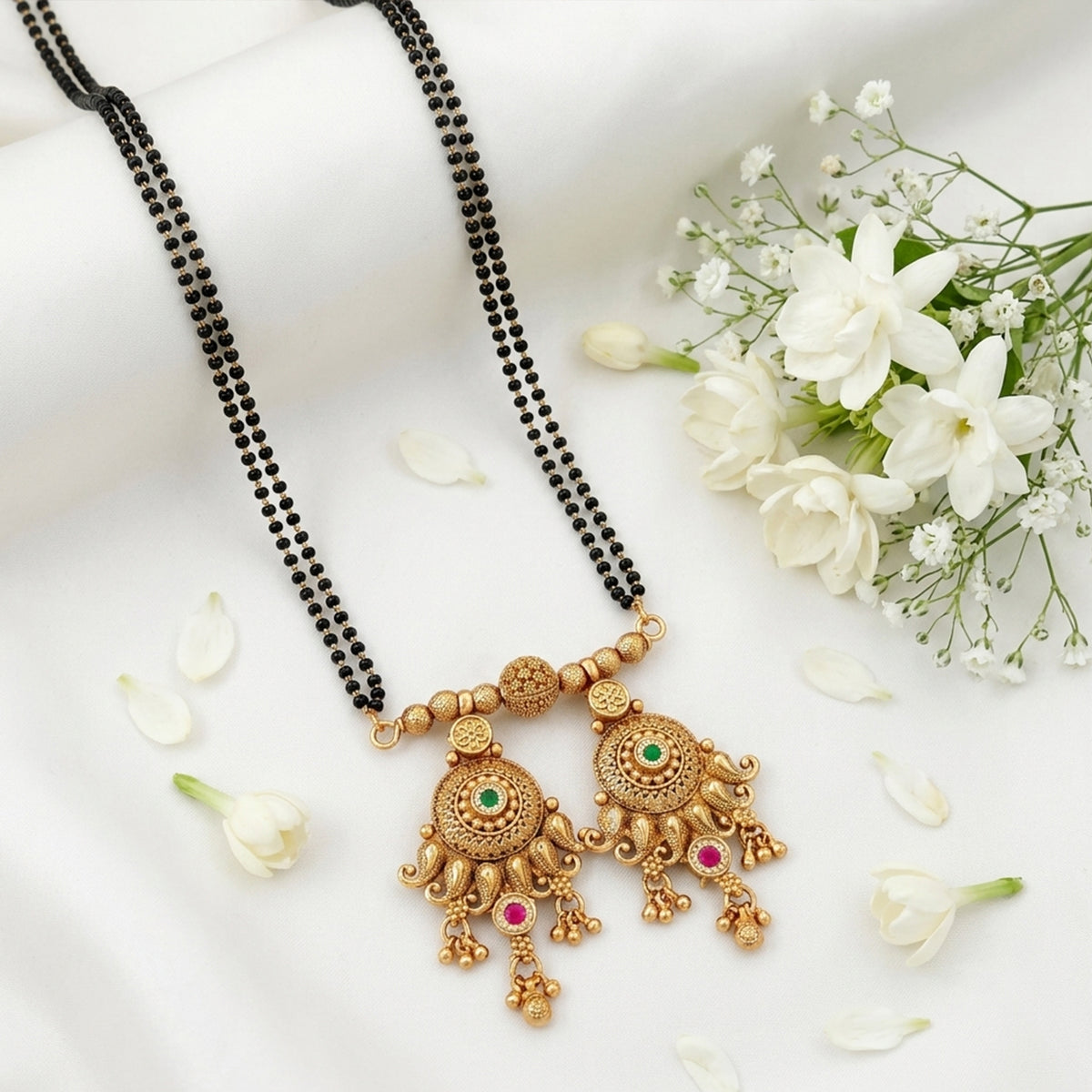 Js Fashion  Premium Rajwadi Polish Gold Mangalsutra Jewellery