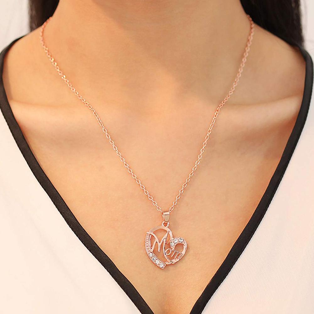 Darshana Jewels Rose Gold Plated Dual Heart Pendant For Mom With Crystal Stone