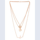 Darshana Jewels Rose Gold Plated Stylish Fashionable Multilayer Chain Charm Pendants Necklace