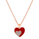 Mahi Rose Gold Plated Red Meenakari Work and Crystals Dual Heart Necklace Pendant for Women (PS1101865ZRed)
