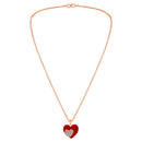 Mahi Rose Gold Plated Red Meenakari Work and Crystals Dual Heart Necklace Pendant for Women (PS1101865ZRed)