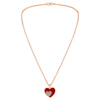 Mahi Rose Gold Plated Red Meenakari Work and Crystals Dual Heart Necklace Pendant for Women (PS1101865ZRed)
