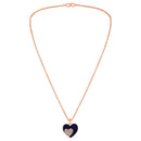 Mahi Rose Gold Plated Navy Blue Meenakari Work and Crystals Dual Heart Necklace Pendant for Women (PS1101866ZNBlu)