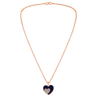 Mahi Rose Gold Plated Navy Blue Meenakari Work and Crystals Dual Heart Necklace Pendant for Women (PS1101866ZNBlu)